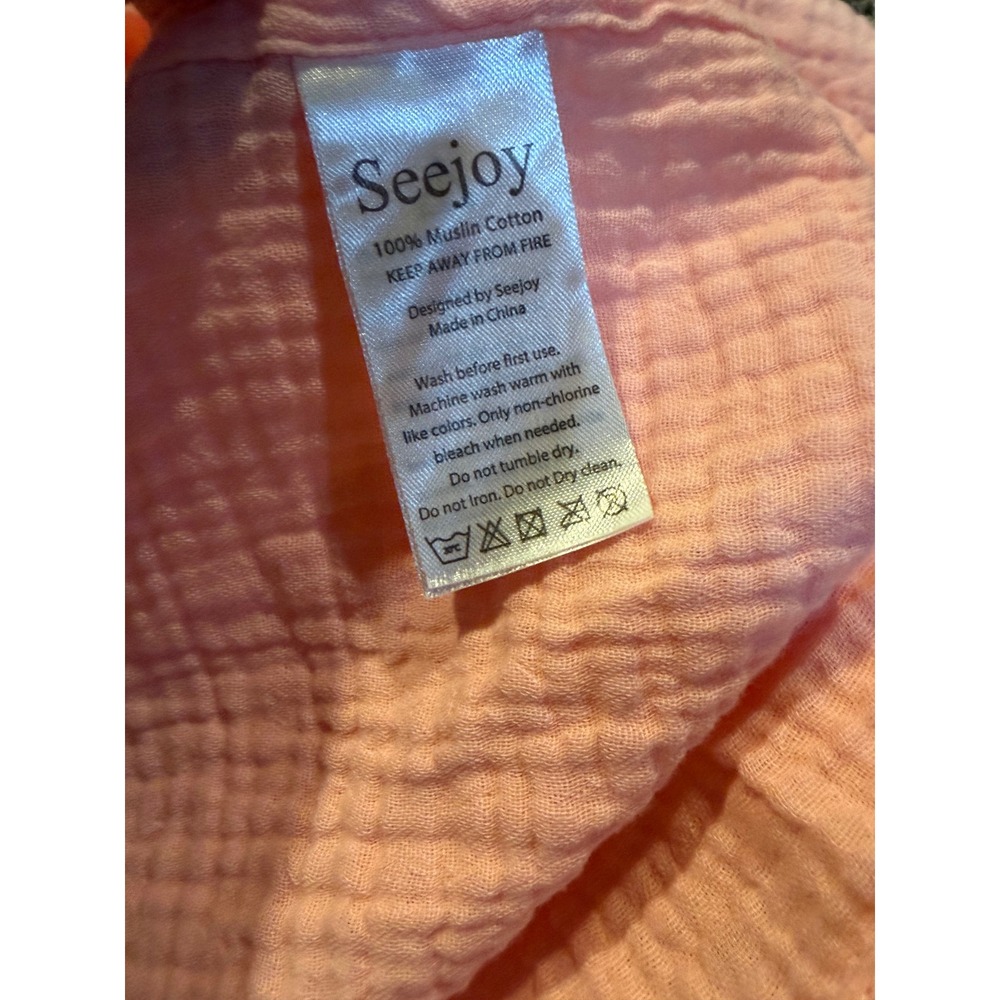 Seejoy 100% Muslin Cotton Nursing Cover Peach Gauze Breathable Snap Closure